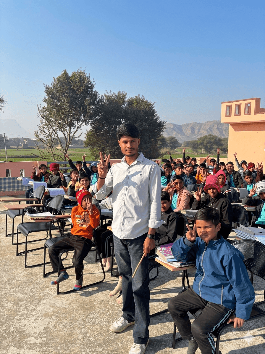 सर्दी में धूप लेते बच्चो के साथ मस्ती
